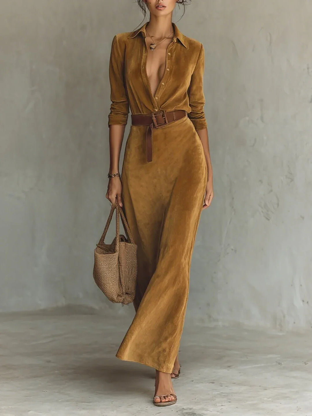Calliope Brushed Velvet  Shirt Dress