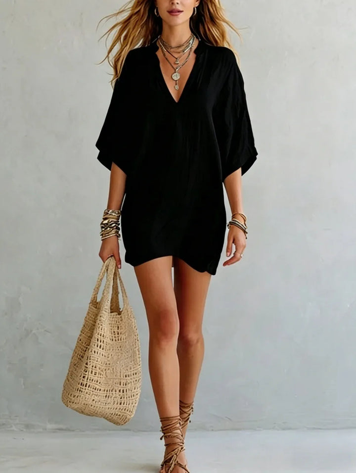 Dolce V Neck Tunic Mini Dress