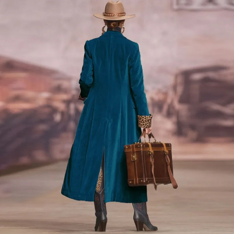 Cassia Velvet Duster Long Coat