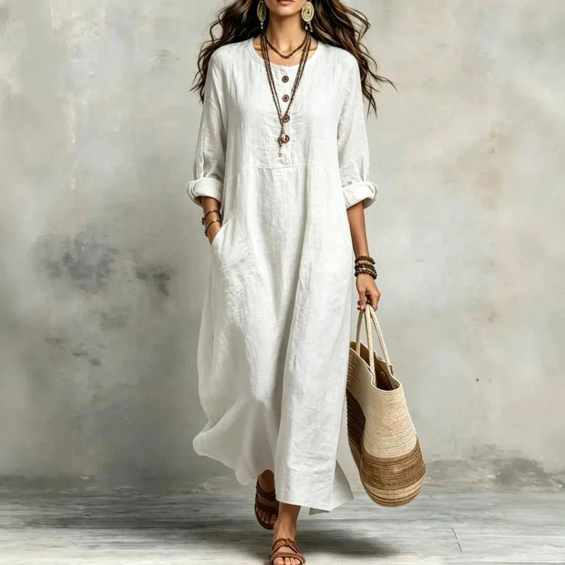 Fiona Casual Button Maxi Dress
