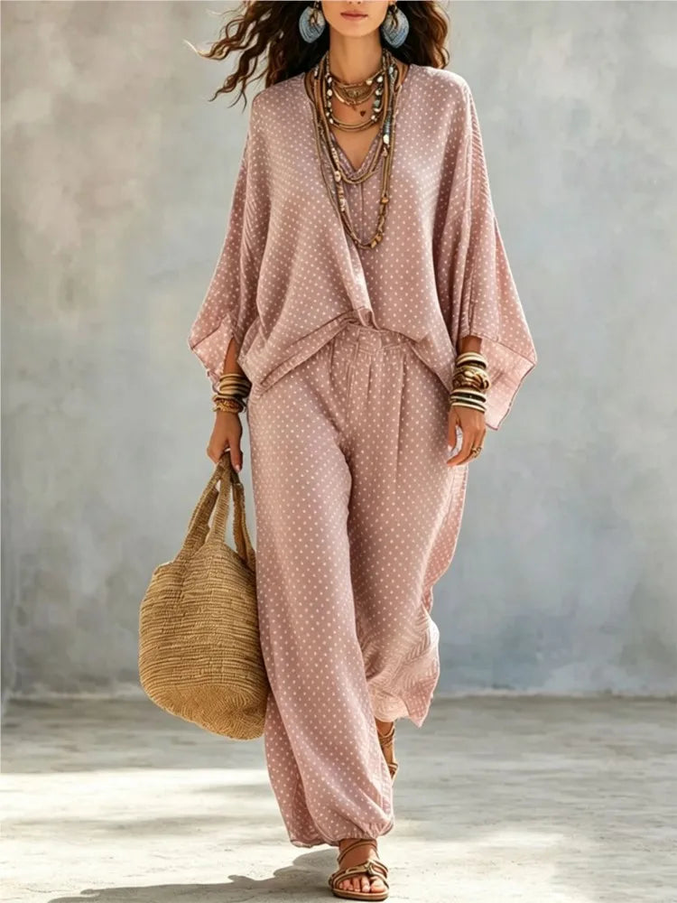 Narissa Polka Dot Two-Piece Set