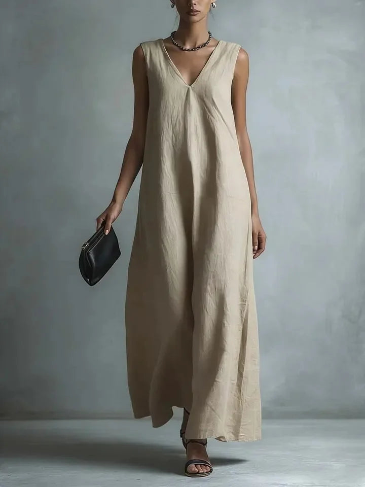 Beatrix Breathable Cotton Linen Long Dress