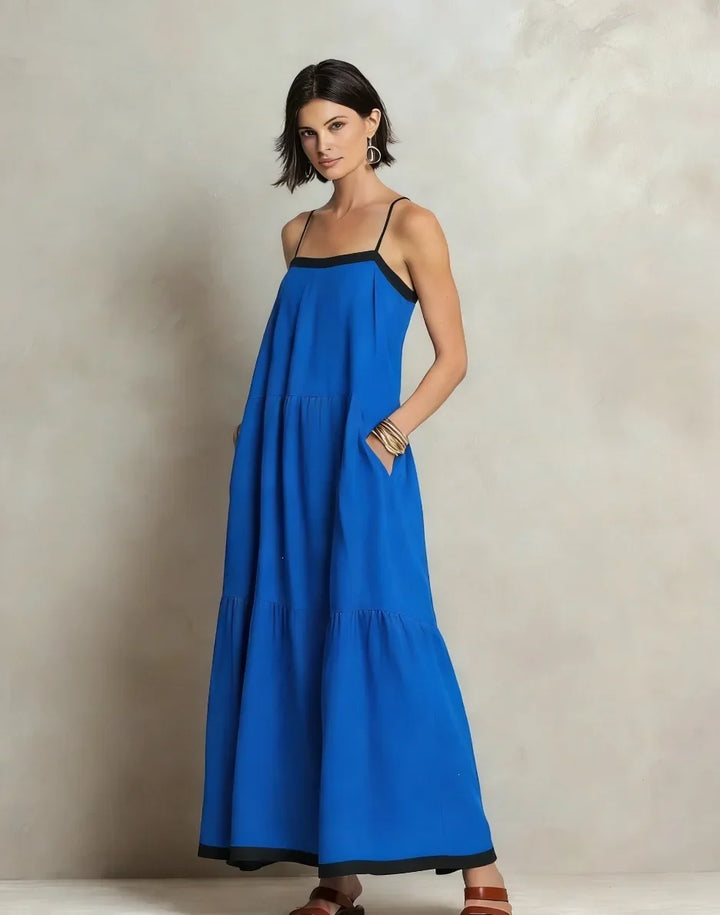Lenna Bohemian Spaghetti Strap Linen Maxi Dress