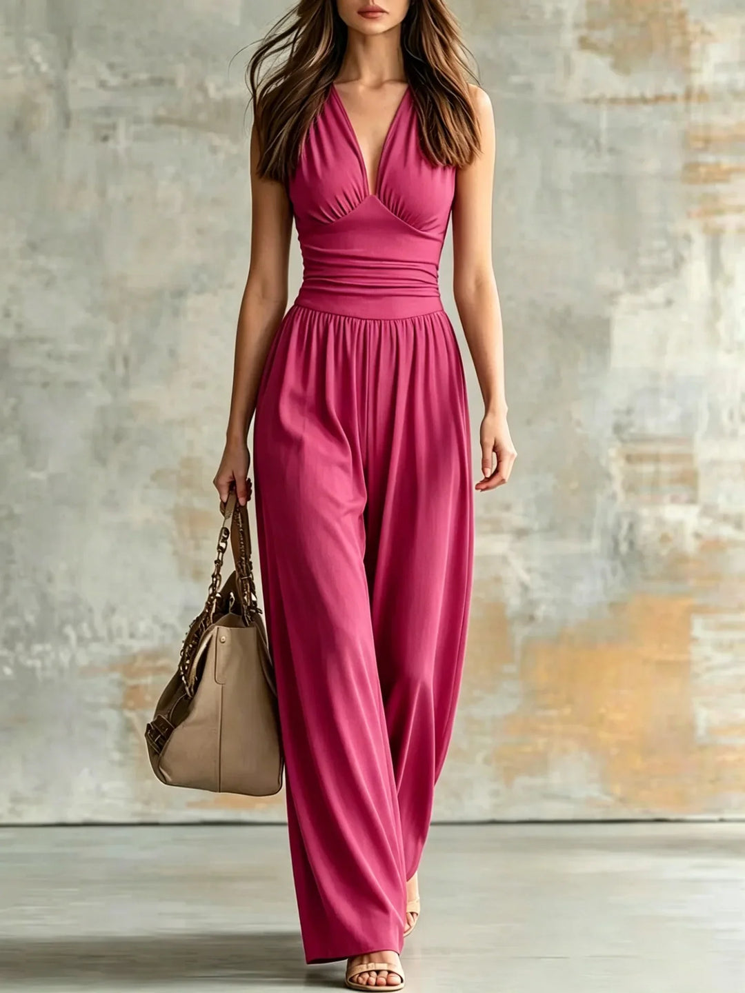 Helena Figure Flattering V Neck Jumpsuit