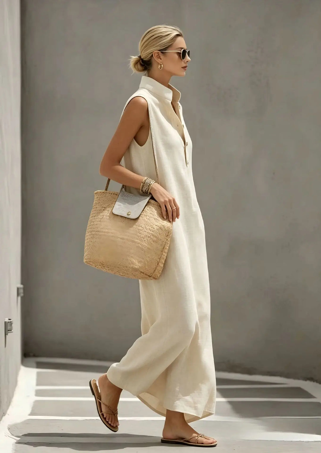 Cressina Elegant Chic Linen Maxi Dress