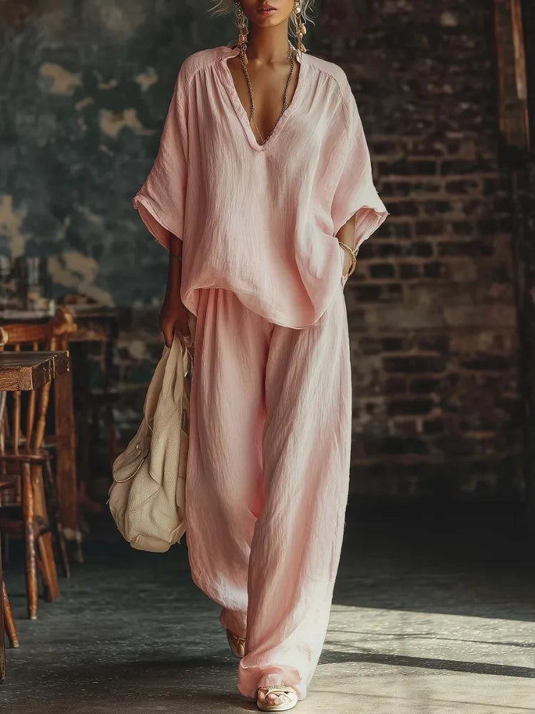 Cathy Relaxed Wide Leg Pant Set