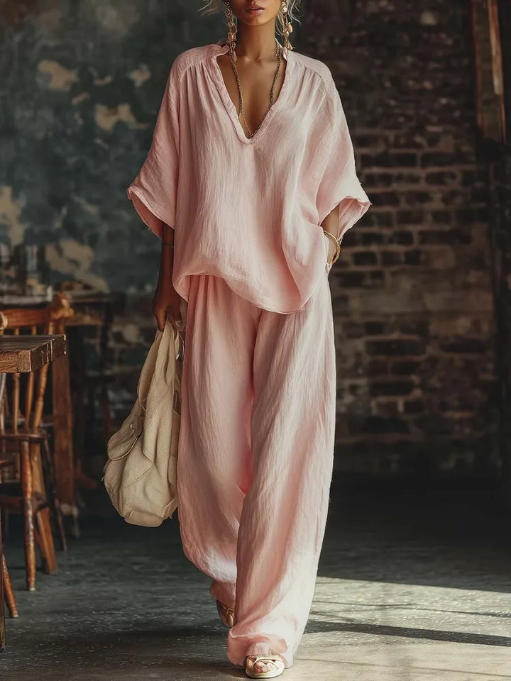 Cathy Relaxed Wide Leg Pant Set