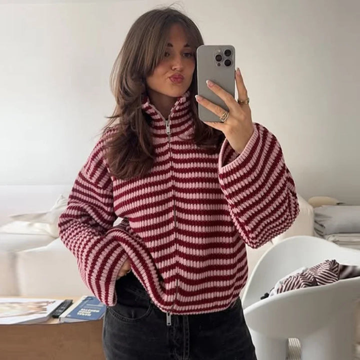 Orlena Ribbed Mock Neck Sweater