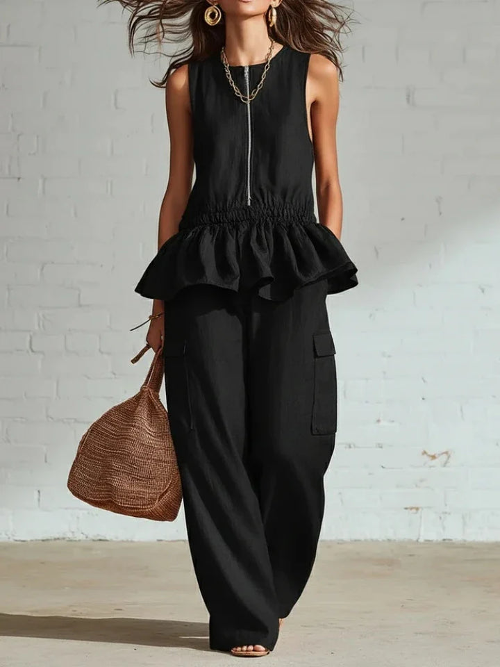 Dahlia Sleeveless Ruffle Trim Two-Piece Set