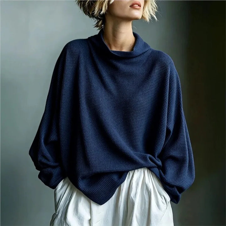 Genevieve Waffle Knit Funnel Top