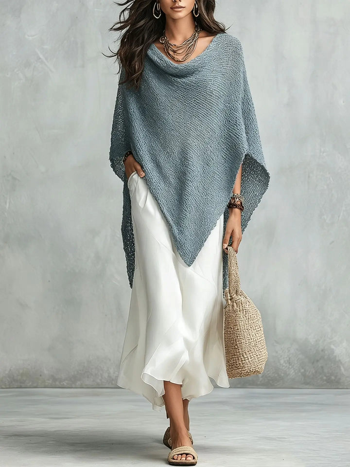 Elanisse Knit Poncho Maxi Dress Set