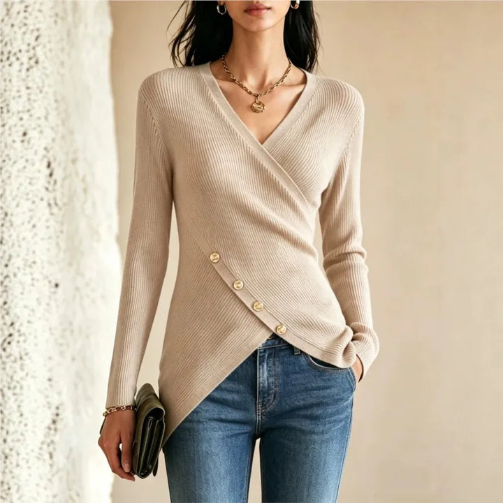 Seraphina V Neck Ribbed Sweater