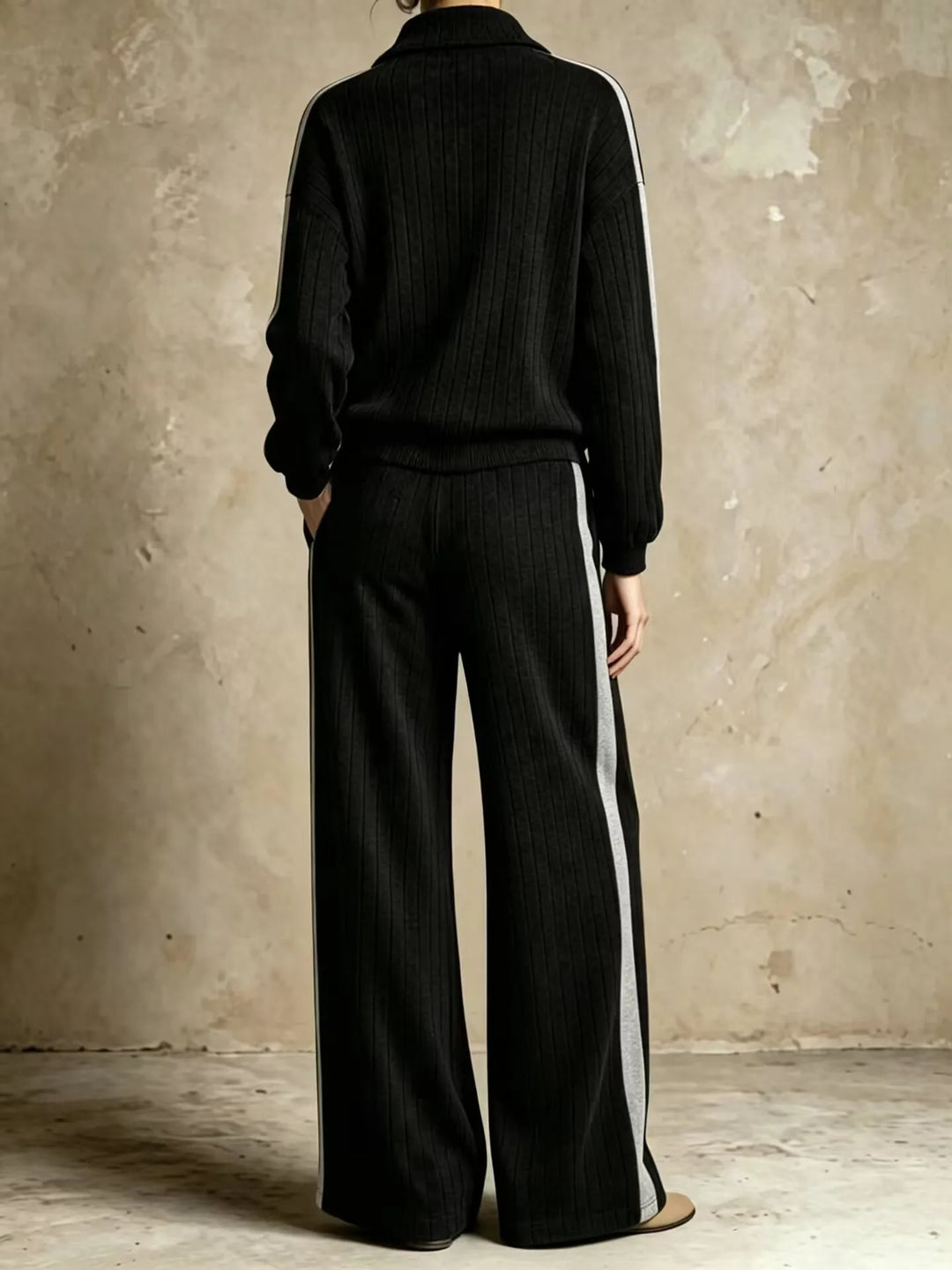 Elowyn Ribbed Half Zip Two Piece Set