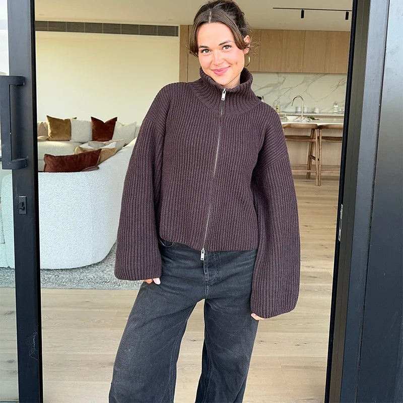 Orlena Ribbed Mock Neck Sweater
