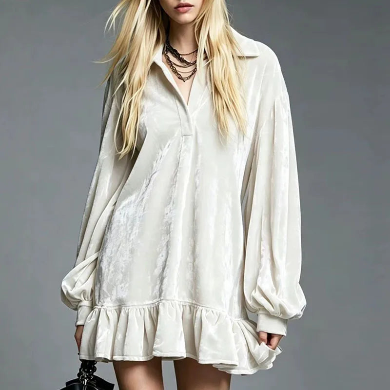 Lucia Velvet Ruffle Mini Dress