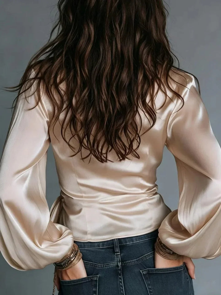 Amelie Drape Wrap Satin Top