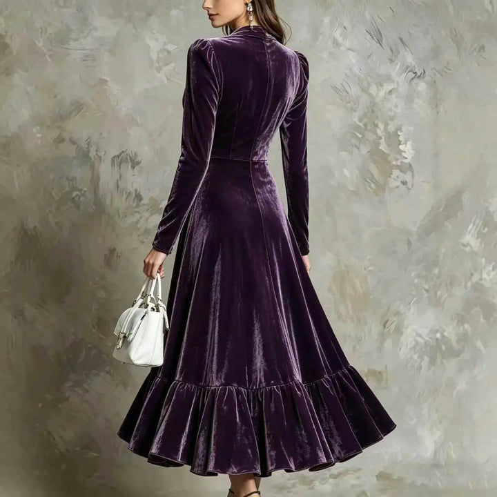 Rosalind Button Front Velvet Dress
