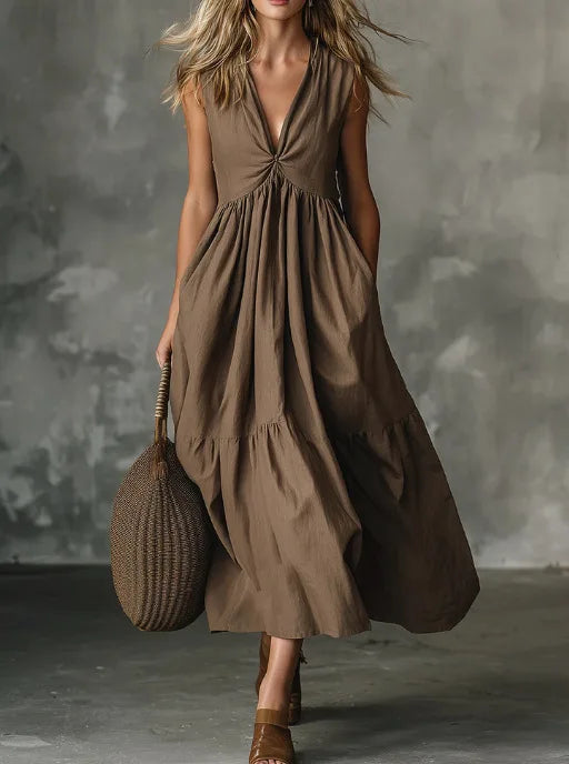 Arlisse Bohemian Gathered Waist Maxi Dress