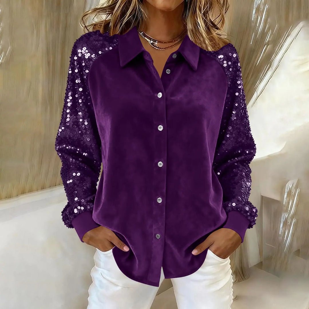 Marcelline Sequin Sleeve Blouse