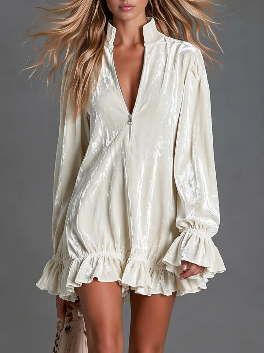 Harper Ruffle Velvet Dress