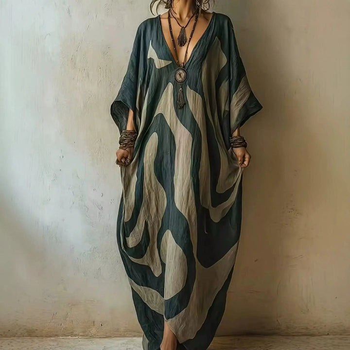 Sandra Abstract Print Maxi Dress