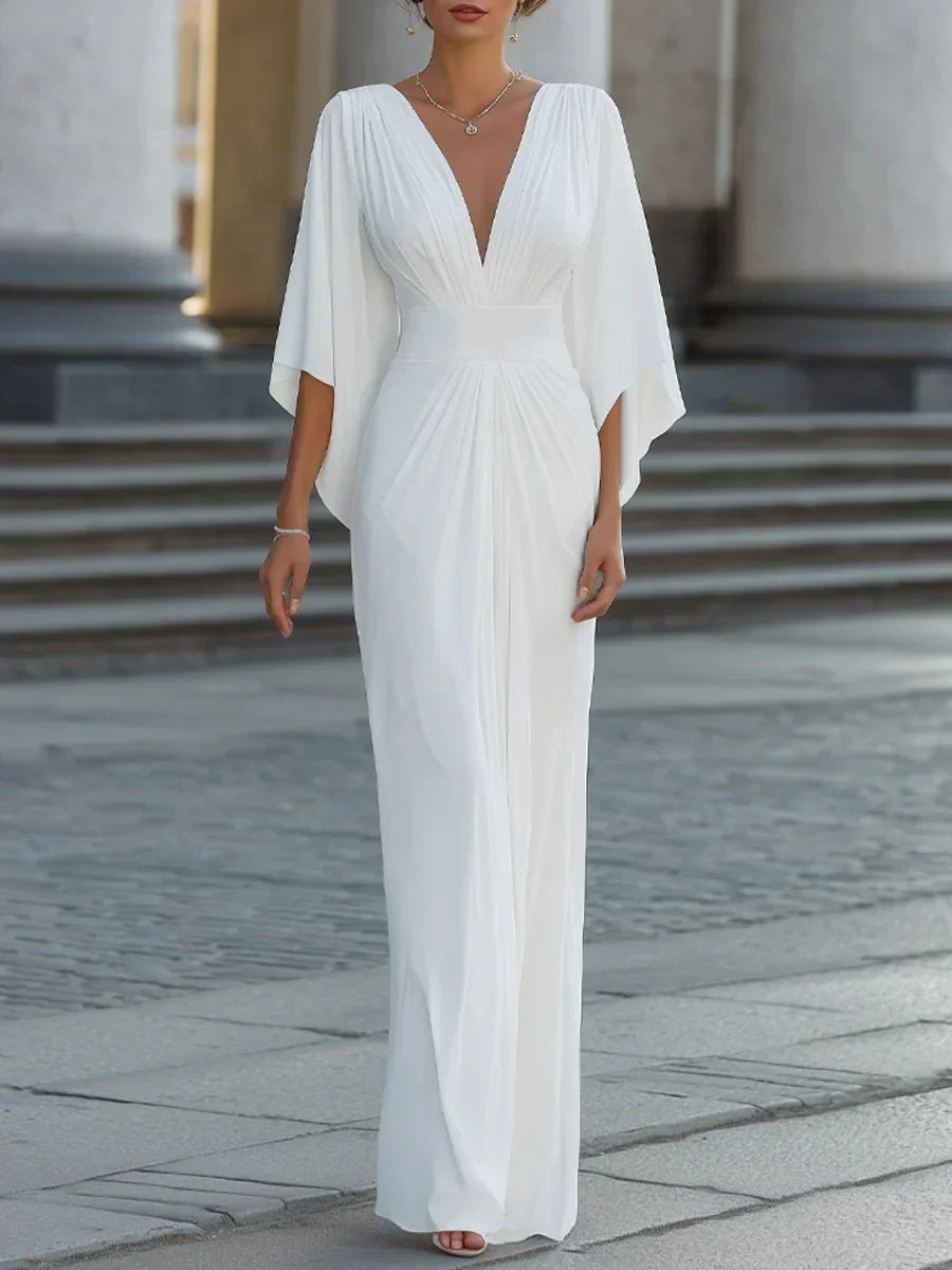 Megan Ruffle V Neck Dress