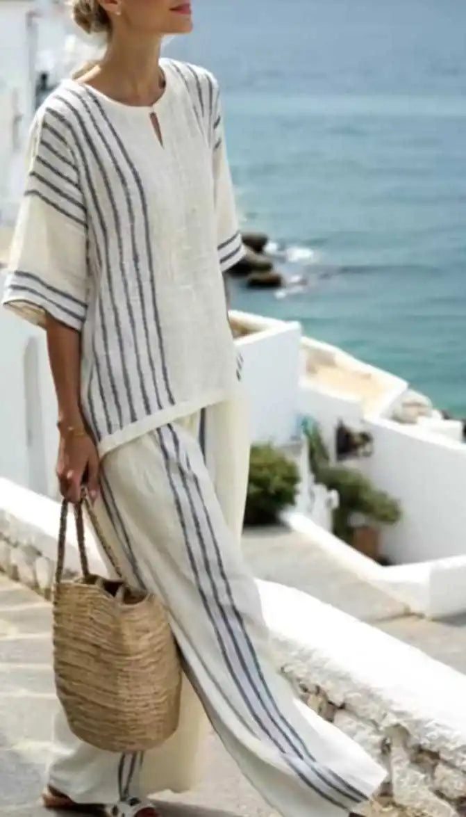 Sienna Striped Linen Two-Piece Set