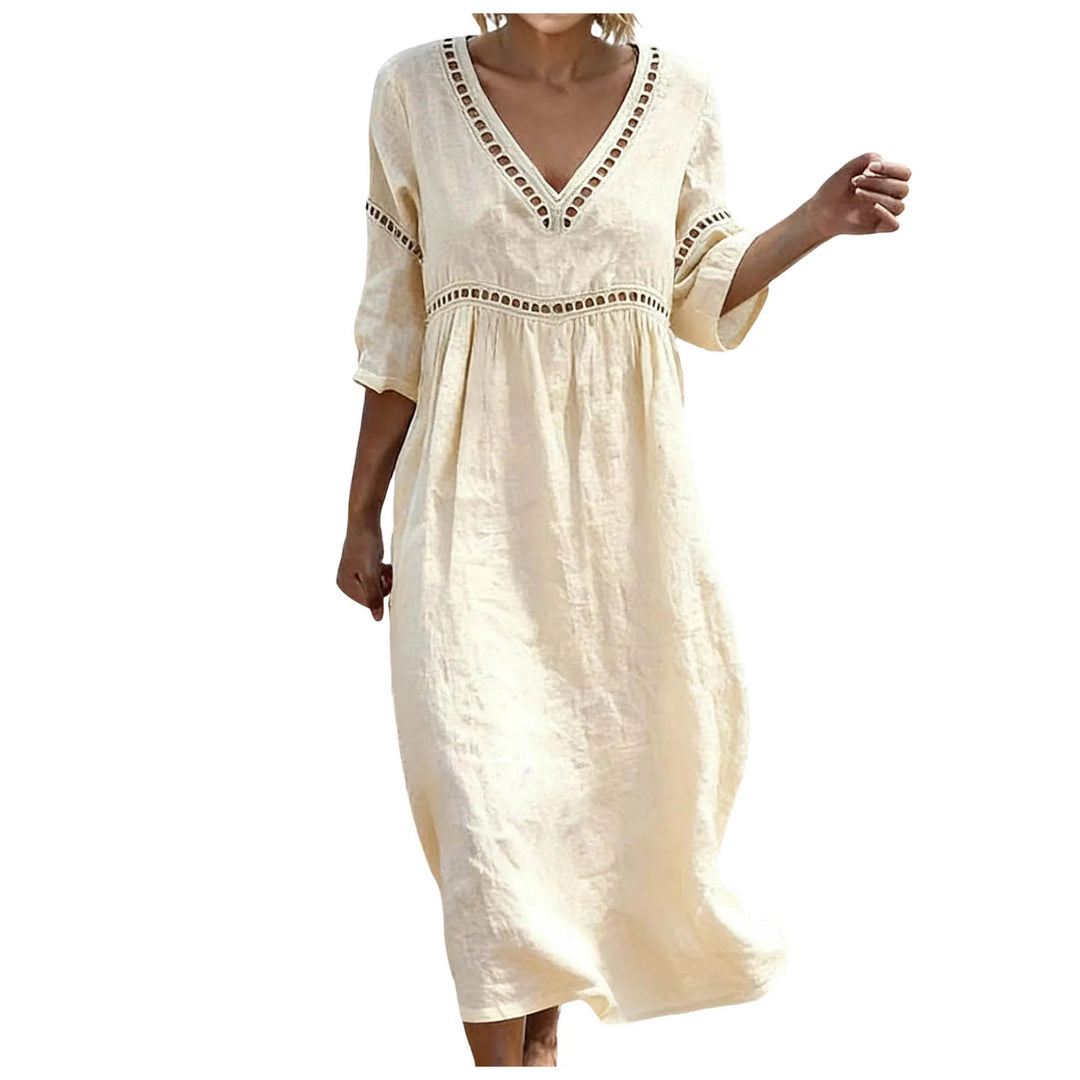 Noemi Embellished V Neck Boho Maxi Dress