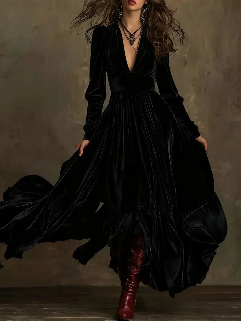 Lindsey Flowing Velvet Dress