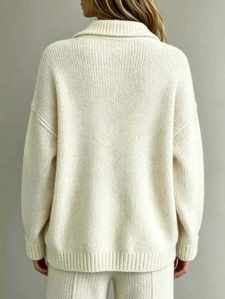 Marigold Button Neck Polo Sweater