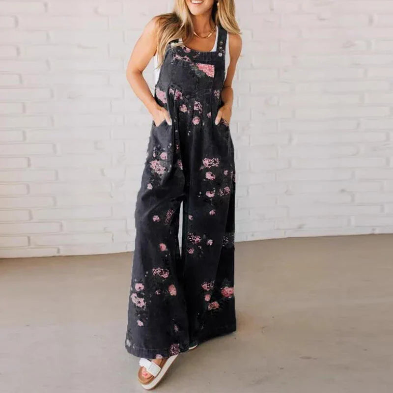 Luciana Elegant Floral Wide Leg Jumpsuit
