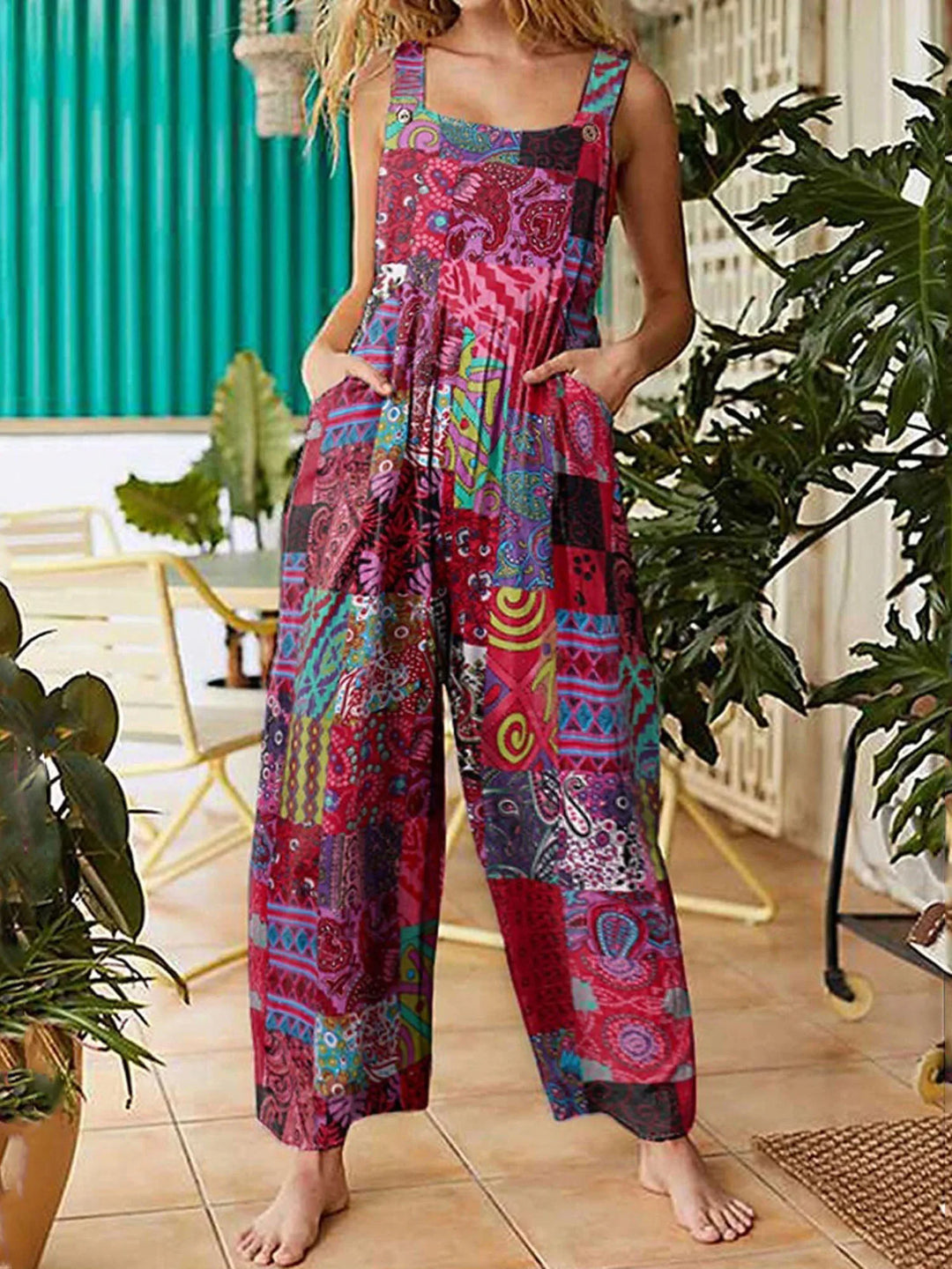 Serelia Boho Print Wide Leg Jumpsuit