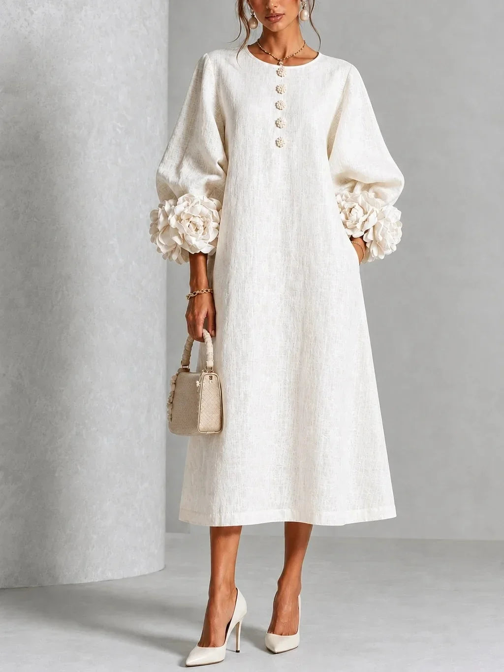 Celestine Lantern Sleeve Midi Dress