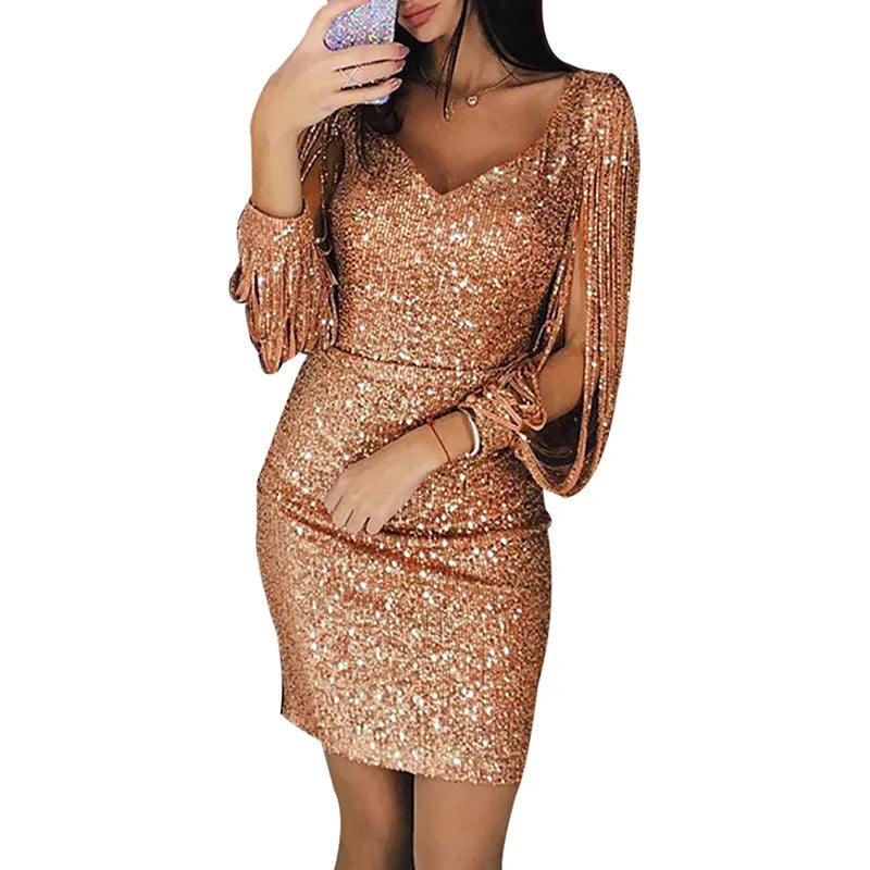 Isoria Sequin Cocktail Mini Dress