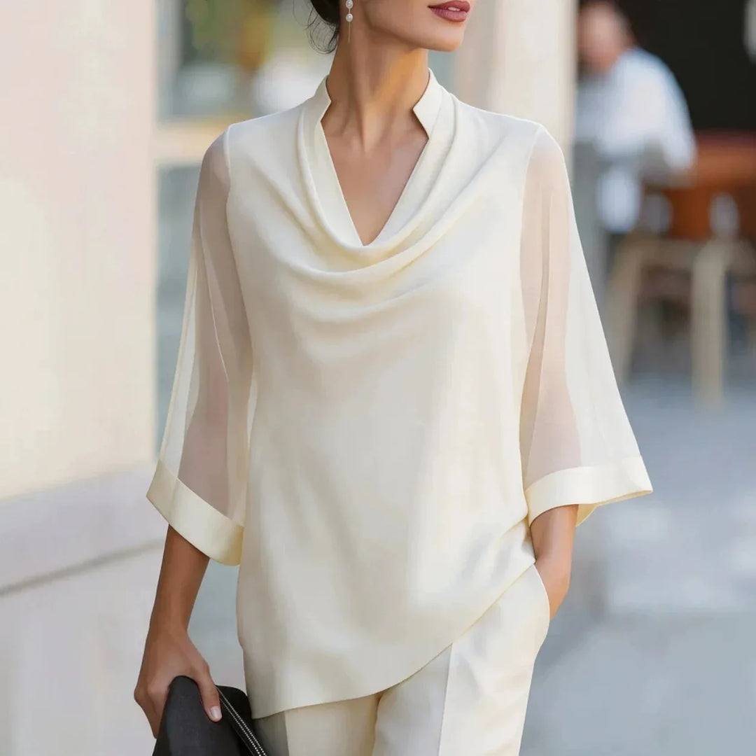 Elara Draped Chiffon Blouse