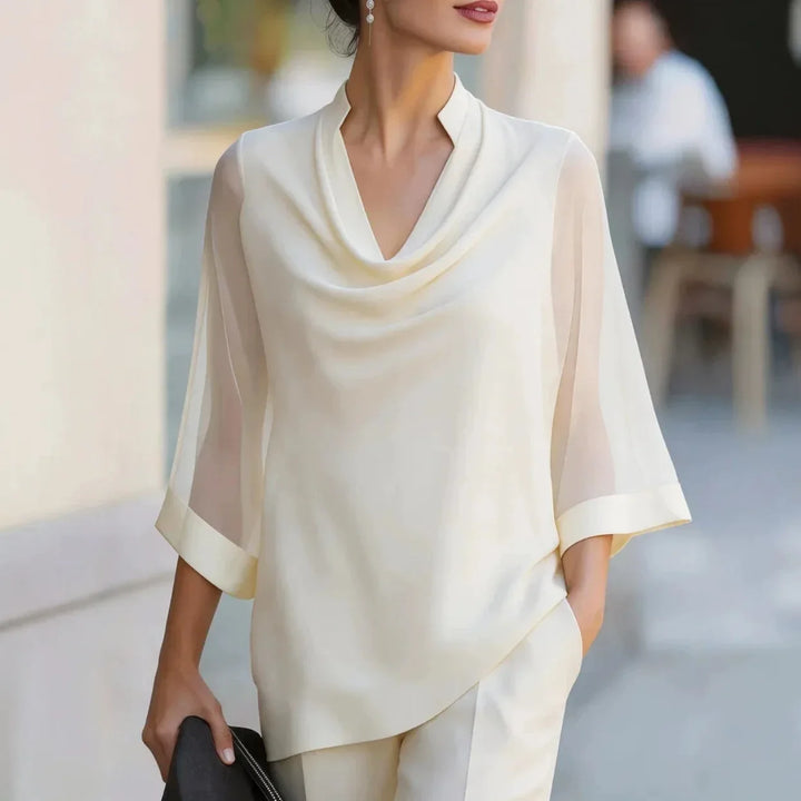 Elara Draped Chiffon Blouse