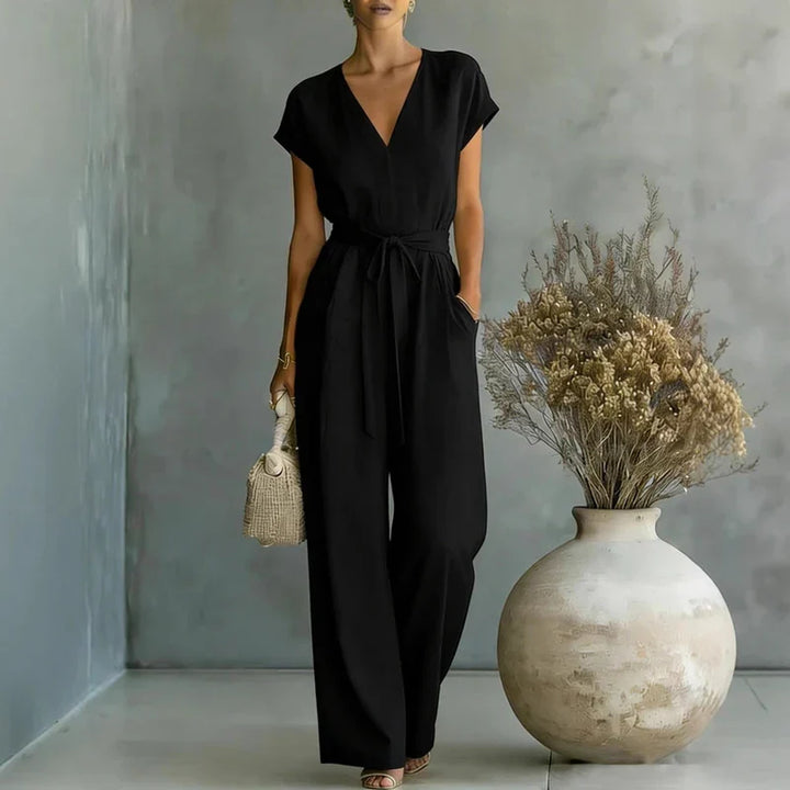 Macep Linen V Neck Jumpsuit