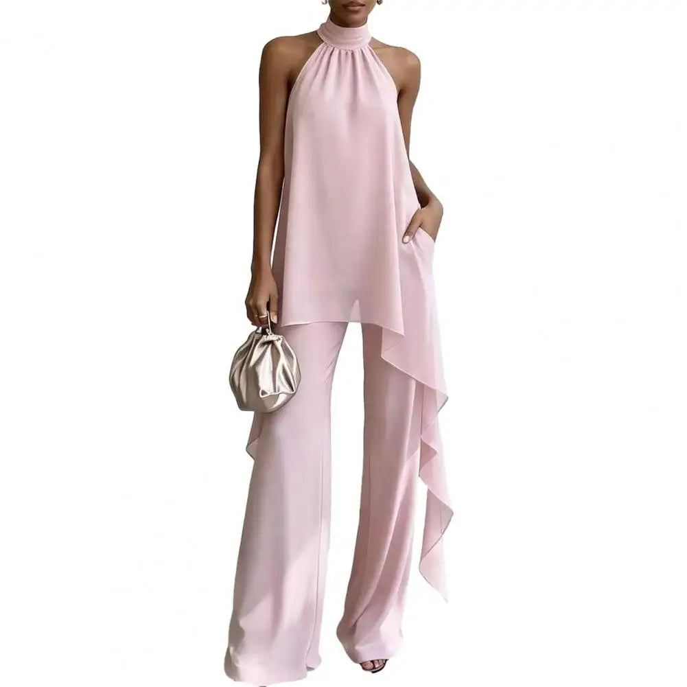 Zinnara Draped Sleeveless Chiffon Matching Set