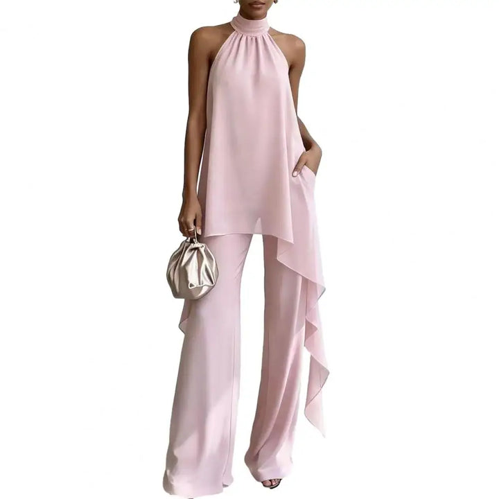 Zinnara Draped Sleeveless Chiffon Matching Set