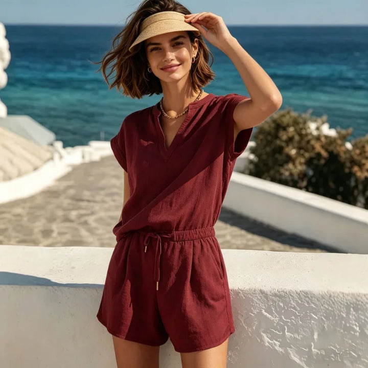 Marlene Linen Drawstring Shorts Set