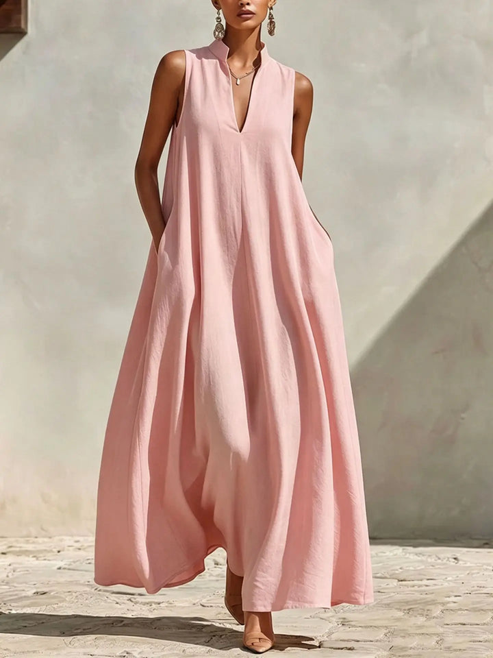 Brielle Linen V-Neck Pocket Maxi Dress