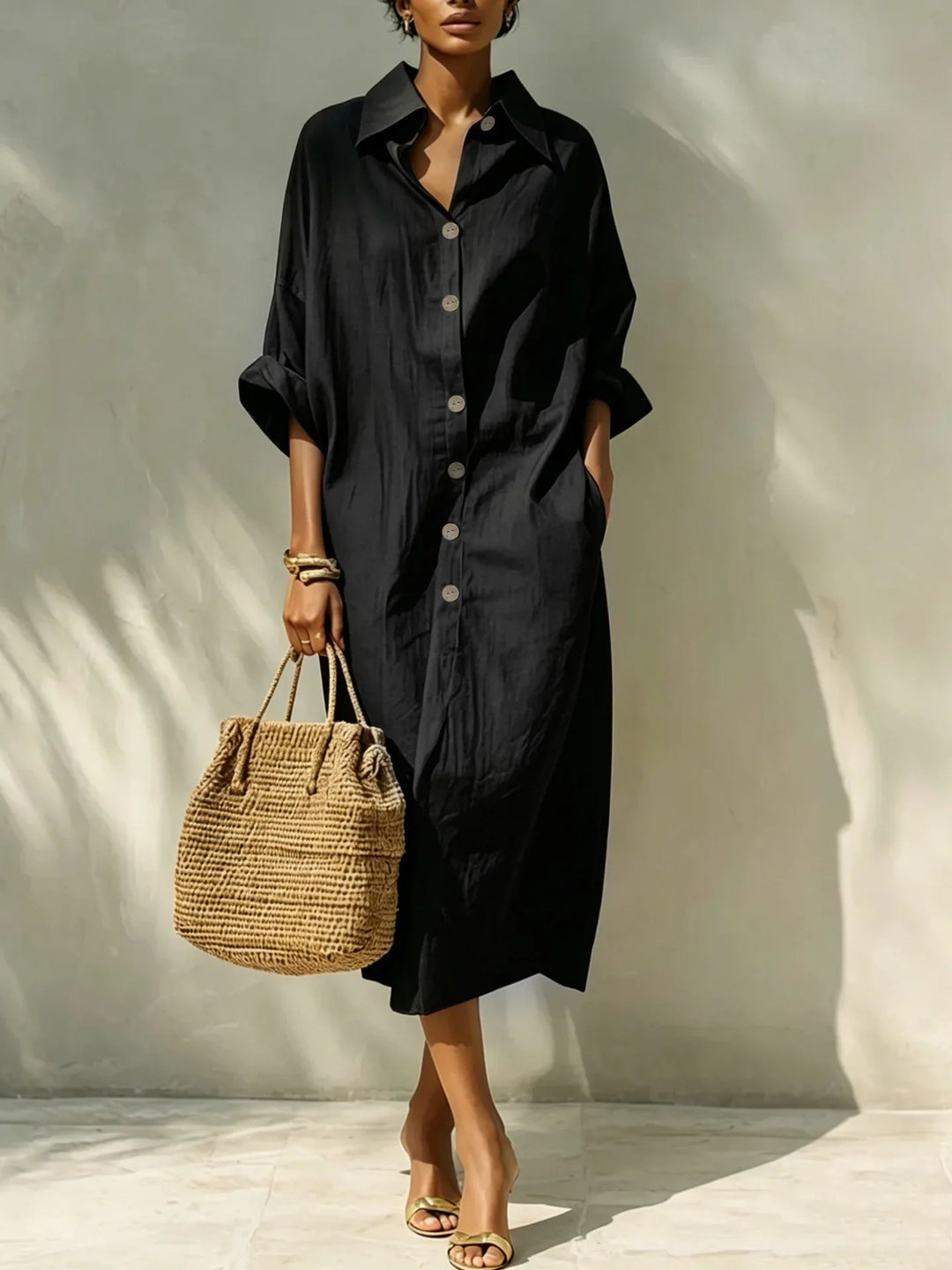 Elenora Relaxed Midi Shirt Dress