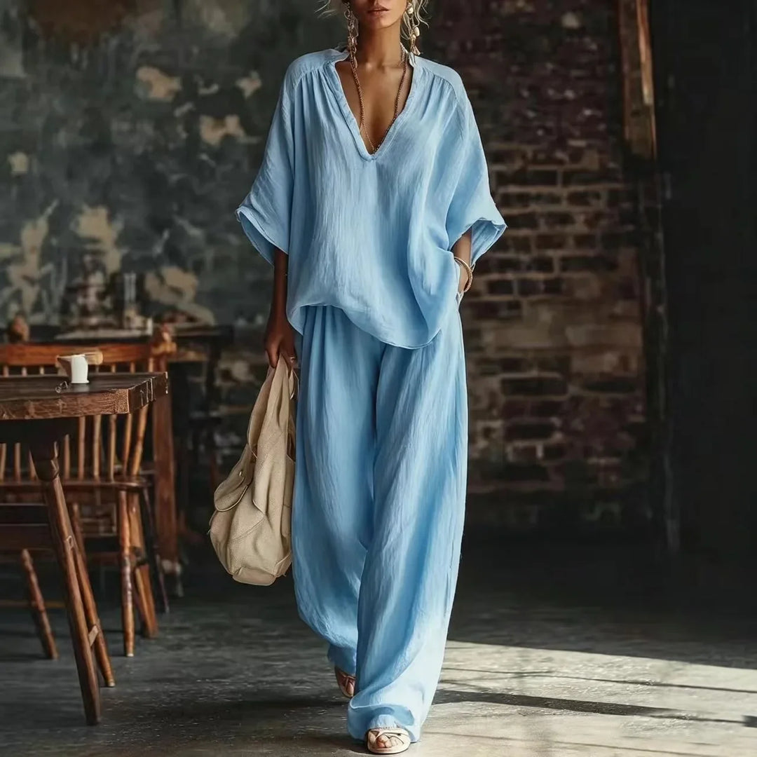 Cathy Relaxed Wide Leg Pant Set