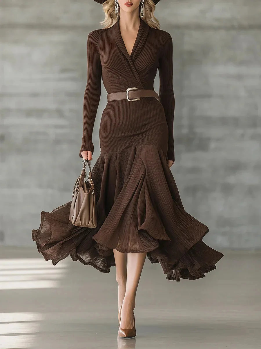 Amber Ribbed Knit Midi Dress