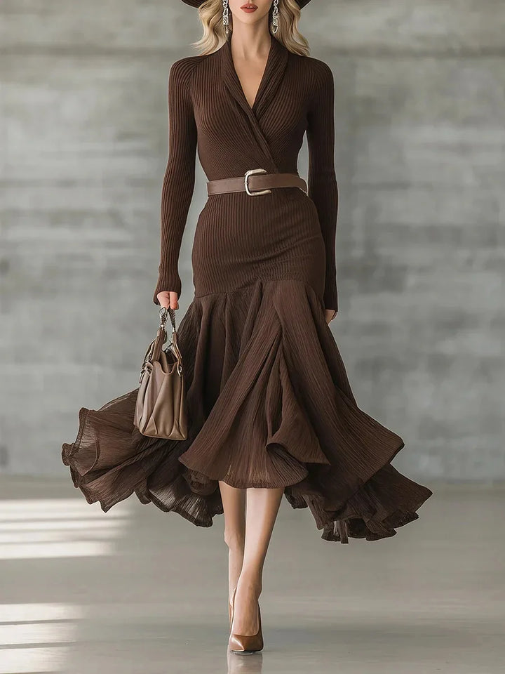 Amber Ribbed Knit Midi Dress