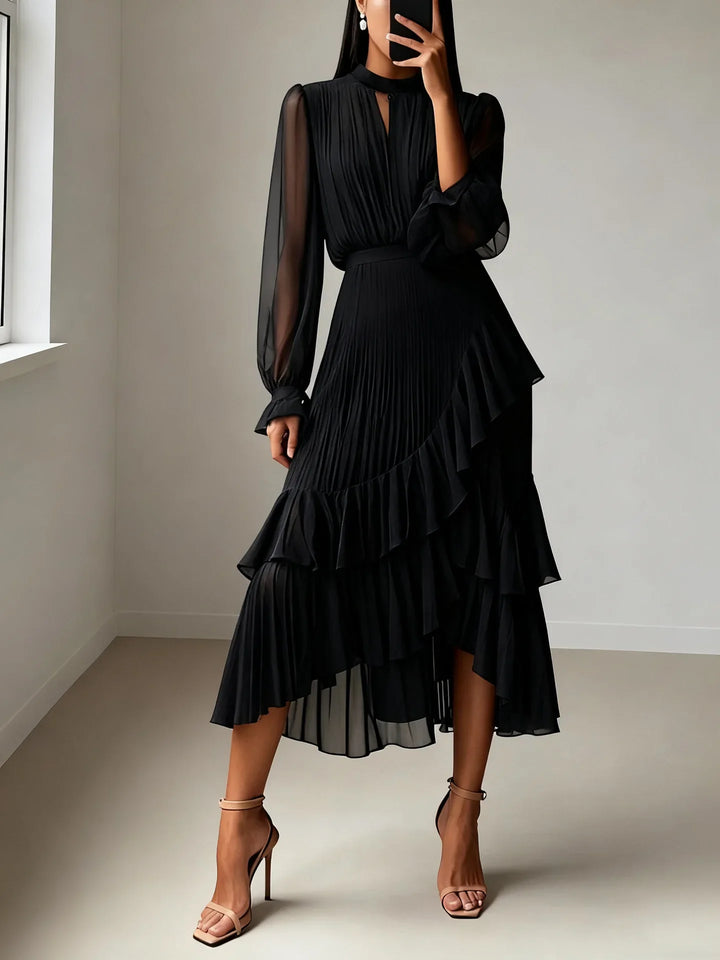 Sireza Pleated Ruffle Midi Dress