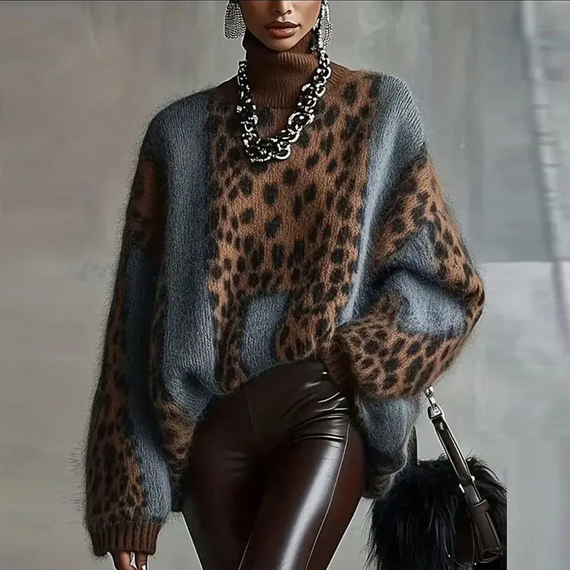 Cersei Cozy Leopard Knit Sweater