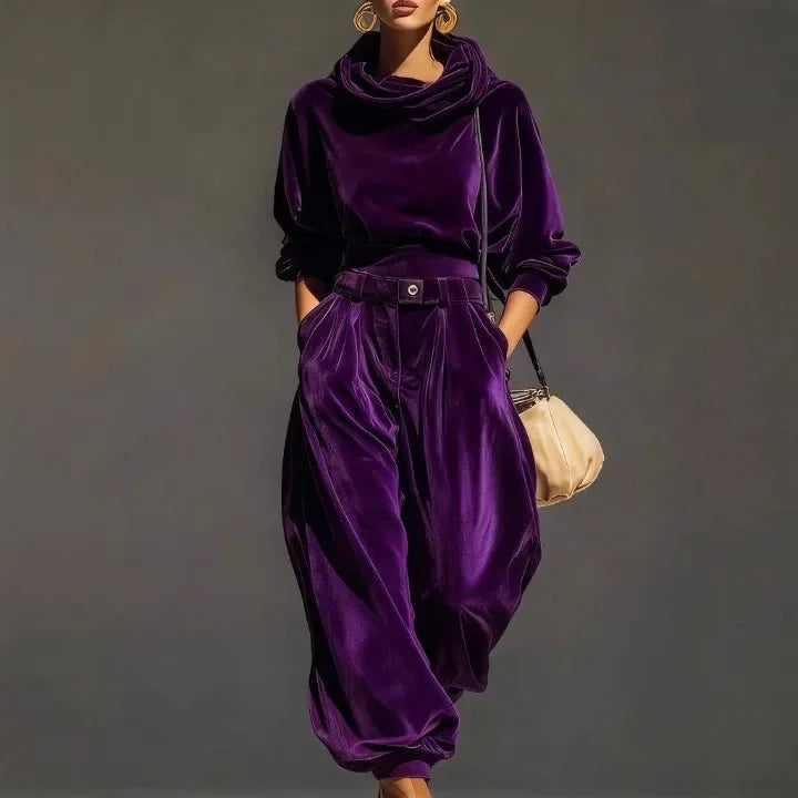 Quinn Draped Hood Velvet Set