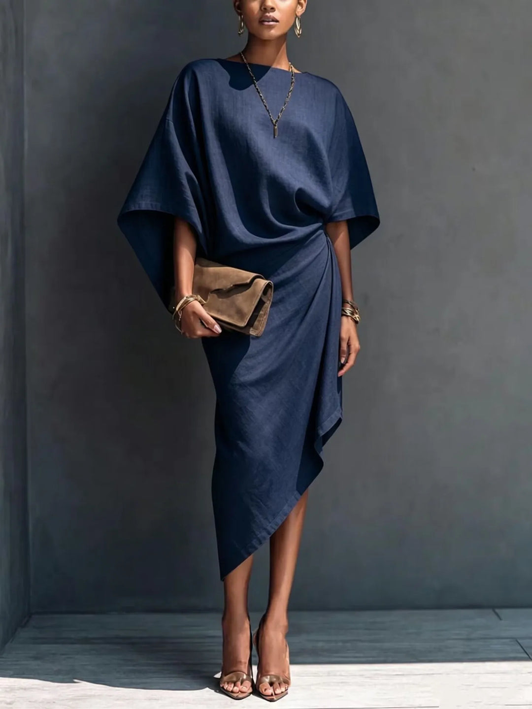 Zephira Batwing Sleeve Midi Dress