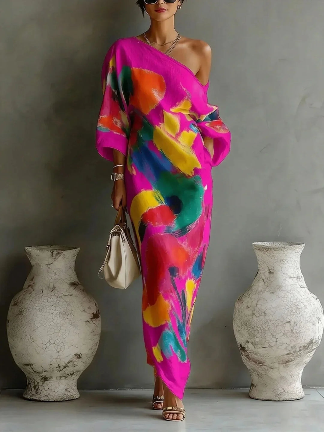 Arya One Shoulder Bohemian Maxi Dress